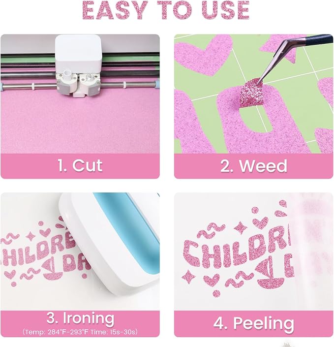 Glitter HTV Heat Transfer Vinyl, Sparkle HTV Compatible - Image 3
