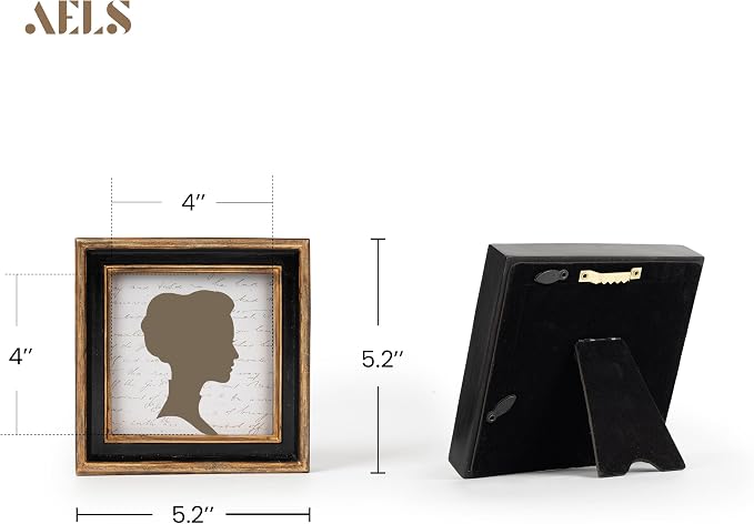 AELS 4x4 Inch Vintage Picture Frame, Photo Display, Tabletop Wall Hanging - Image 2
