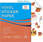 Aevdor 8.5x11 Printable Vinyl Sticker Paper, 60 Matte White Sheets | Matte by Aevdor