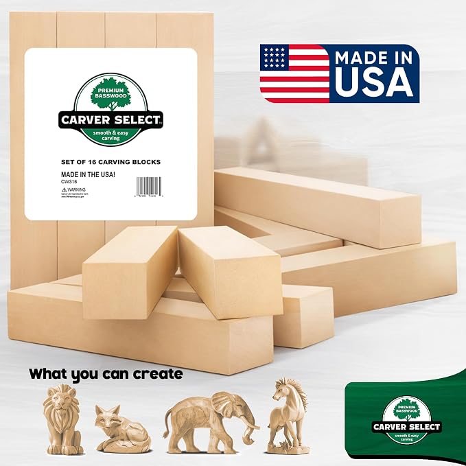 Basswood Carving Blocks Set of 16 – Wood Carving Kit - Image 2