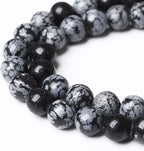 Natural Snowflake Obsidian Beads Round Loose Stone Energy Healing Gemstone Beads - Image 3