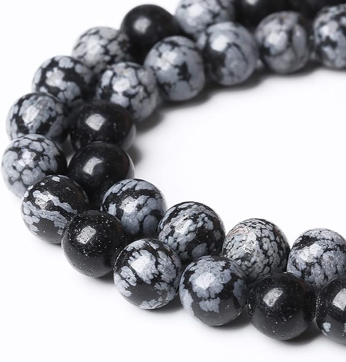 4mm 90pcs Natural Snowflake Obsidian Beads Round Loose Stone Energy Healing - Image 4