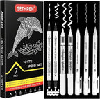 GETHPEN White Ink Pens, Fine Point Gel Pens, Brush Tip Acrylic Markers by GETHPEN