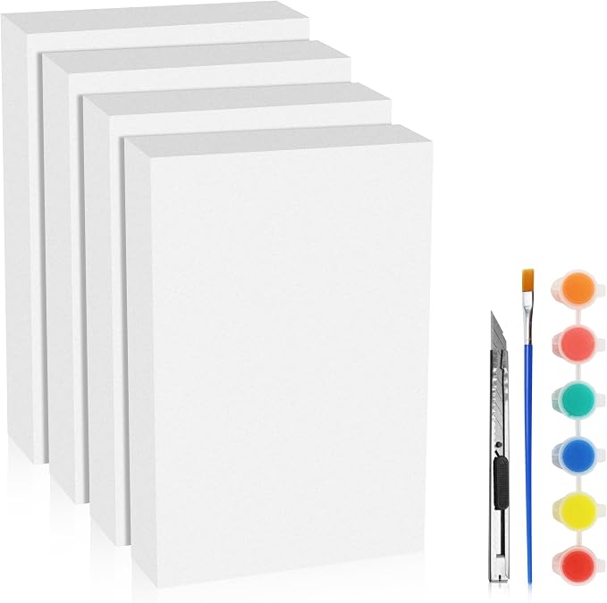 LuckyFoam White 4 Pack 12x7.5x2 inch Foam Sheets 2 Inch | Polystyrene by LuckyFoam