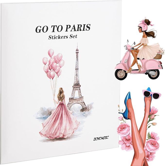JOYCHOIC Paris Journaling Sticker Set, 18 Sheets PET Junk Journal Stickers by JOYCHOIC