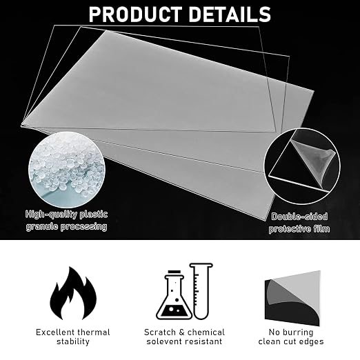 Roowest 2 Pcs 36 x 36 Inch, 1/4 Inch Thick Clear Acrylic Sheet Plastic Acrylic - Image 3
