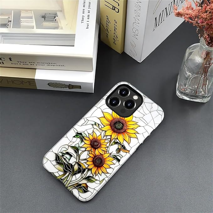 ZHEGAILIAN Case for iPhone 15 Pro Max, Sunflower Faux Stained Glass Effect - Image 4