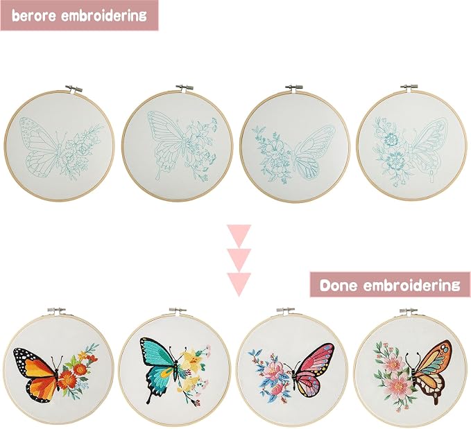 Bonroy 4 Sets Embroidery Kit for Beginners, Embroidery Art Craft Handy Sewing - Image 3