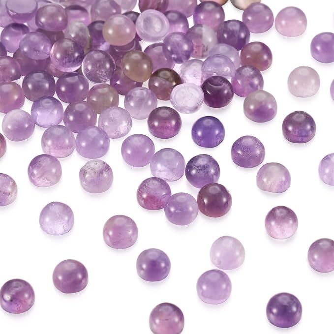 FASHEWELRY 100Pcs Natural Amethyst Cabochons Flat Back Gemstone Cabochons 4mm - Image 2