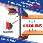 WORKPRO Mini Bar Clamps for Woodworking, 6-Inch Light-Duty Quick-Change Wood - Image 2