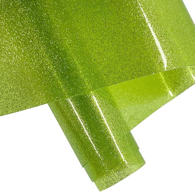 ONEART | Yellow Green Transparent Glitter Vinyl Roll, 0.7 mm Solid Clear PVC by ONEART