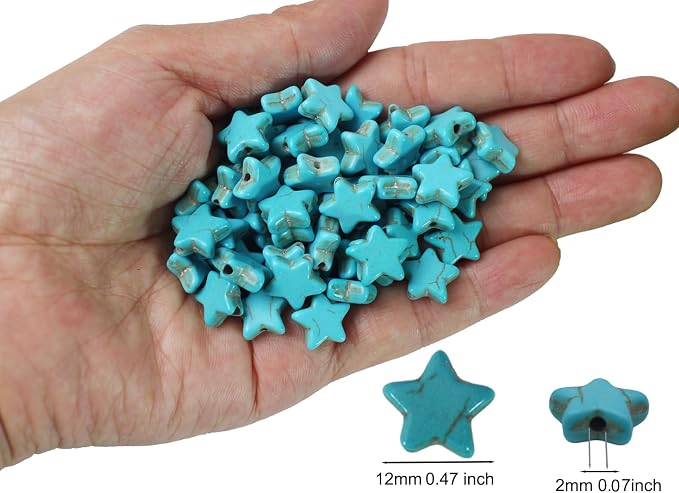 300pcs Turquoise Star Beads for Jewelry Making Natural Stone Lanyard Spacer - Image 2