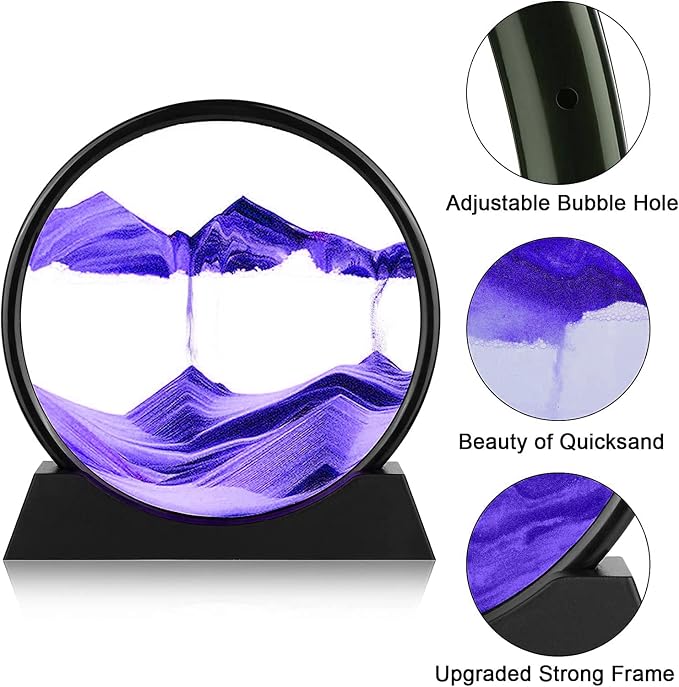 rysnwsu 3D Dynamic Sand Art Liquid Motion, Moving Sand Art Picture Round Glass - Image 3