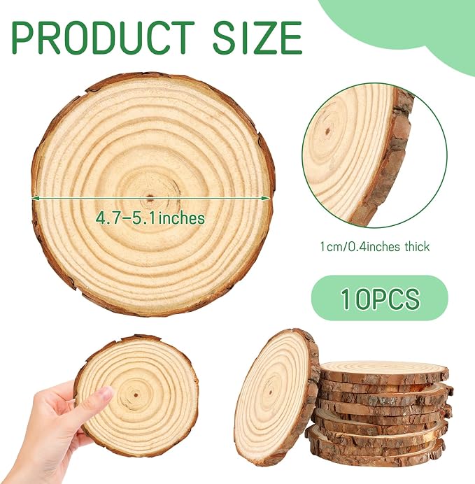 FSWCCK 10 PCS Unfinished Wood Slices - Image 2