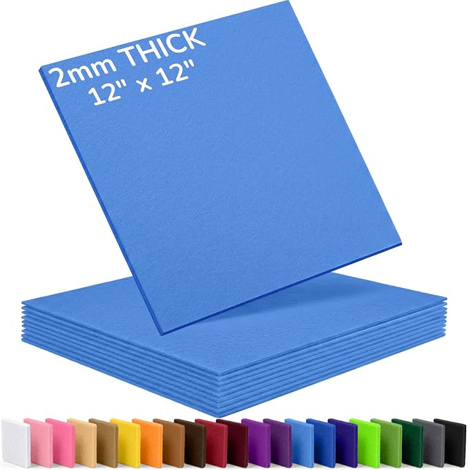 2mm Stiff Felt Sheets 12" X 12" | Thick Polyester Felt Material, DIY Craft by Luceinvita