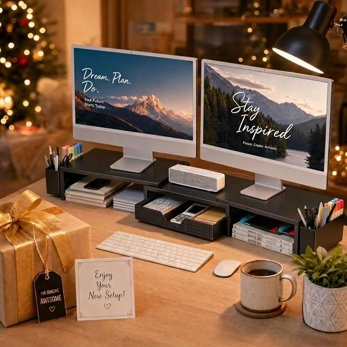 OPNICE Desk Organizers and Accessories, Dual Monitor Stand Riser - Image 9