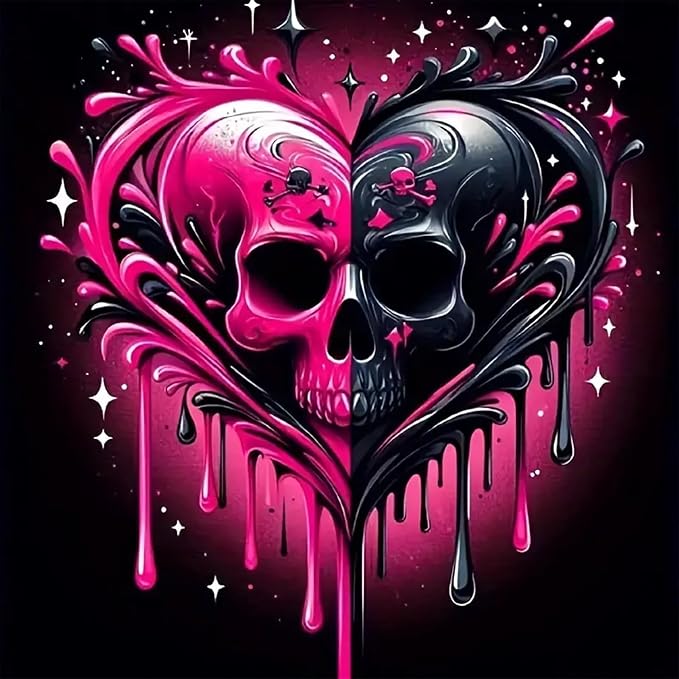 Meothan Diamond Art Kits for Adults, 5D DIY Heart Skull Diamond Painting Kits by MeothanDiamondPainting