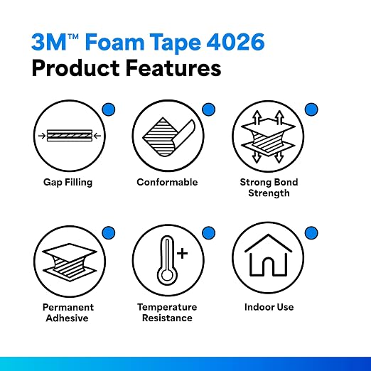 3M 4026 Double Coated Urethane Foam Tape, 0.75 in x 5 yd, 1 Roll - Image 2