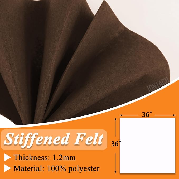 IONTACH 36" X 36" Brown Stiff Felt Fabric 1.2mm Thick | Felt Sheet - Image 3