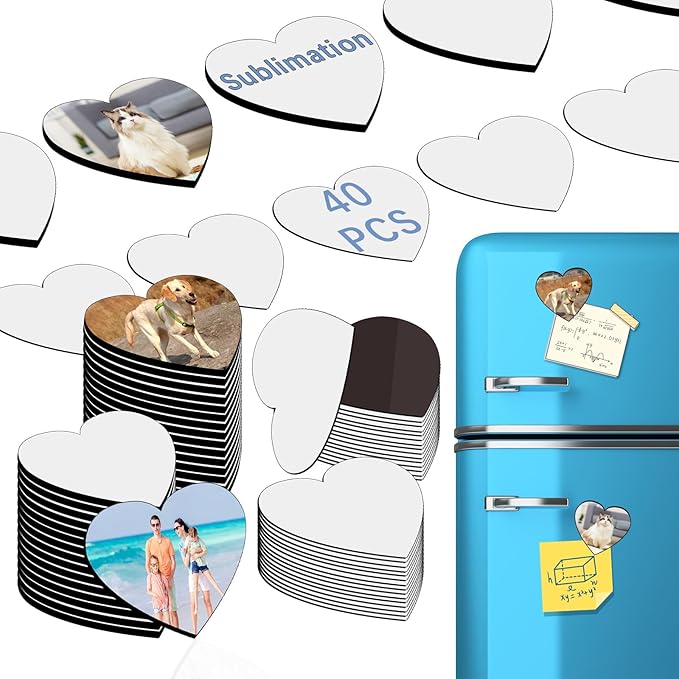 80PCS Sublimation Magnet Blanks Hearts Bulk Produnts 40 Pcs Sublimation Blanks by Unknown