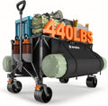 300L Collapsible Wagons Cart with Wheels Foldable, 440lbs Heavy Duty Folding Wagon, Upgraded Effortless Elegance, Foldable Wagon for Sports Beach Grocery Camping, Black & Gray