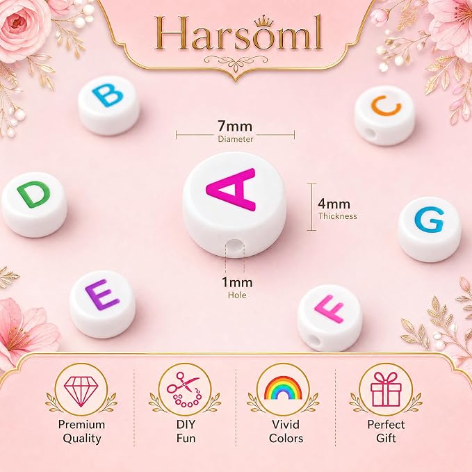 1400 PCS 4x7mm Round Alphabet Letter Beads - Image 3