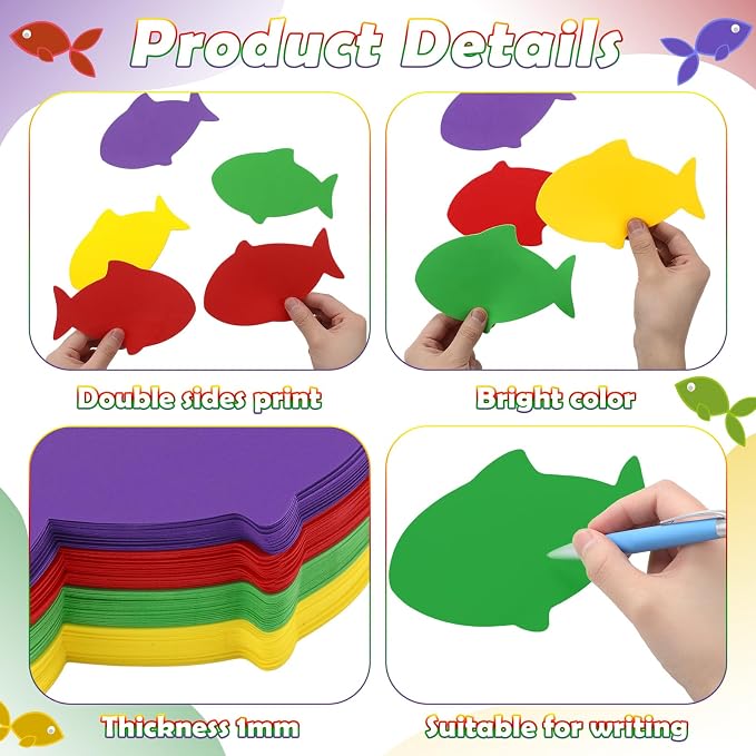 Ireer 48 Pcs Large Foam Fish Cutouts 6 Inch Colorful Fish Shapes Classroom - Image 3