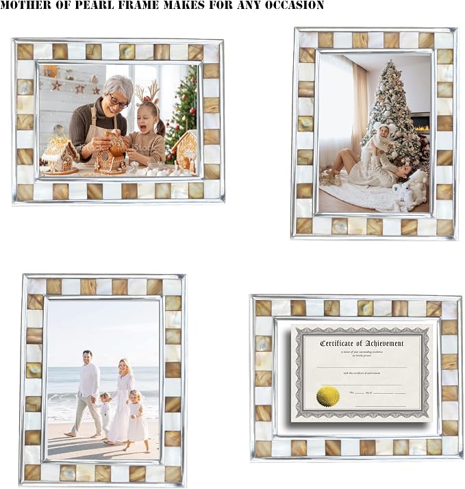 Mother of Pearl Brown Picture Frame, Baby Glass Photo Frame - Image 2