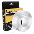 Heavy Duty Double Sided Tape, 2 x 200 in, 1 Pack | Removable washable nano gel by Rvhouse