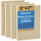 Falling in Art 4 Pack 5x7’’ Unfinished Birch Wood Panels Kit by FallinginArt