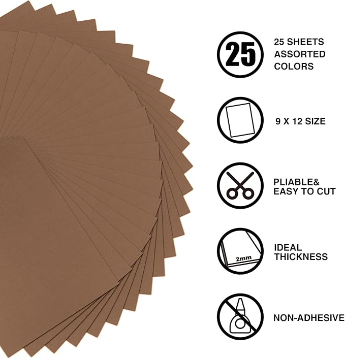 9 x 12 Inch Brown Foam Sheets Crafts, 2mm Thick. 25 Pack Premium Brown Foam - Image 3