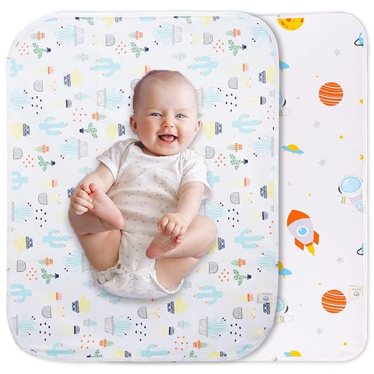 Baby Changing Pad Changing Table Pads Waterproof Large Size 37.5x27.5 Inch Portable Diaper Changing mat Liners Reusable Washable Mattress Protector for Girls & Boys 2 Pack