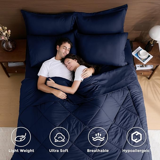 HEVUMYI Navy Blue Full Comforter Set - Image 2