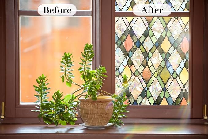 Window Privacy Film, Stained Glass Decorative Static Cling UV & Heat Blocking - Image 9