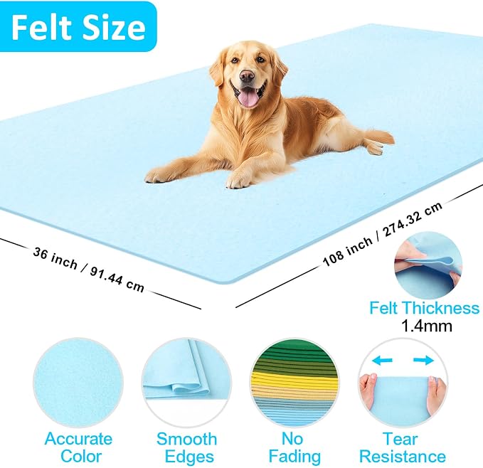 XSEINO Baby Blue Large Felt Fabric 108" X 36 ", 1.4 mm Thick Soft Felt Fabric - Image 2