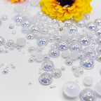 1500PCS 3-14mm WhiteAB Flatback Pearls, 150g Half-Round ABS Pearls - Image 2