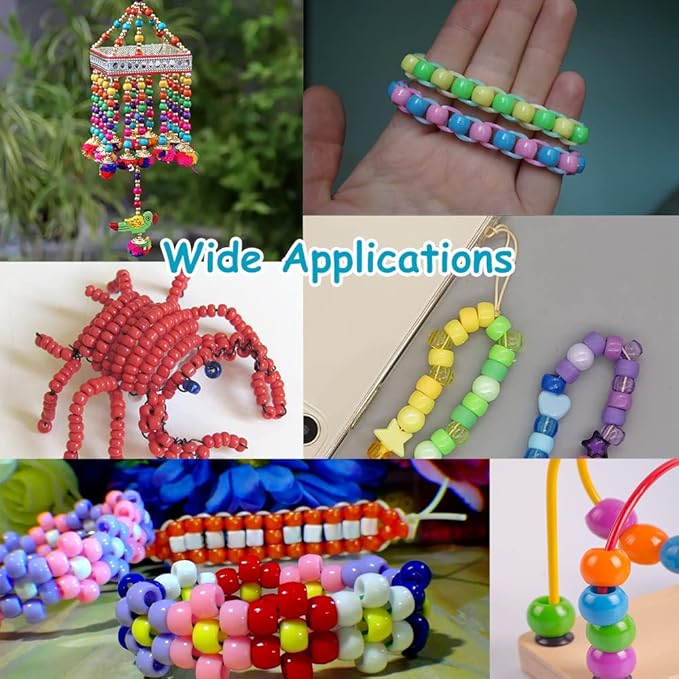 1100 Pcs Halloween Pony Beads for Bracelets Jewelry Making, Plastic Hair Beads - Image 6