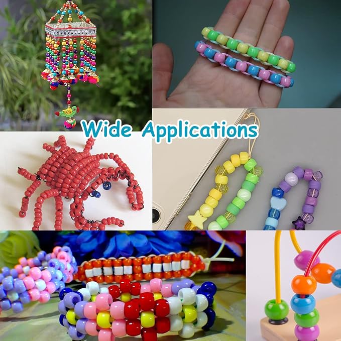 Pony Beads 1100 Pcs, Beads for Jewelry Bracelets Making, Plastic Bead for Crafts - Image 6