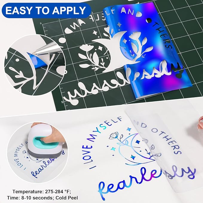 VINYL FROG Blue Holographic Heat Transfer Vinyl 12" x5ft Blue Metallic HTV - Image 2