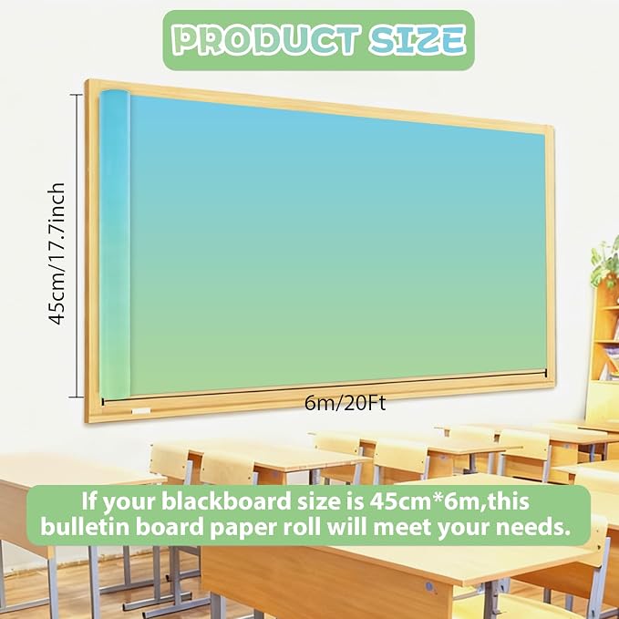 Qyeahkj 17.7in x 20ft Bulletin Board Paper Roll Bulletin Board Background Paper - Image 2