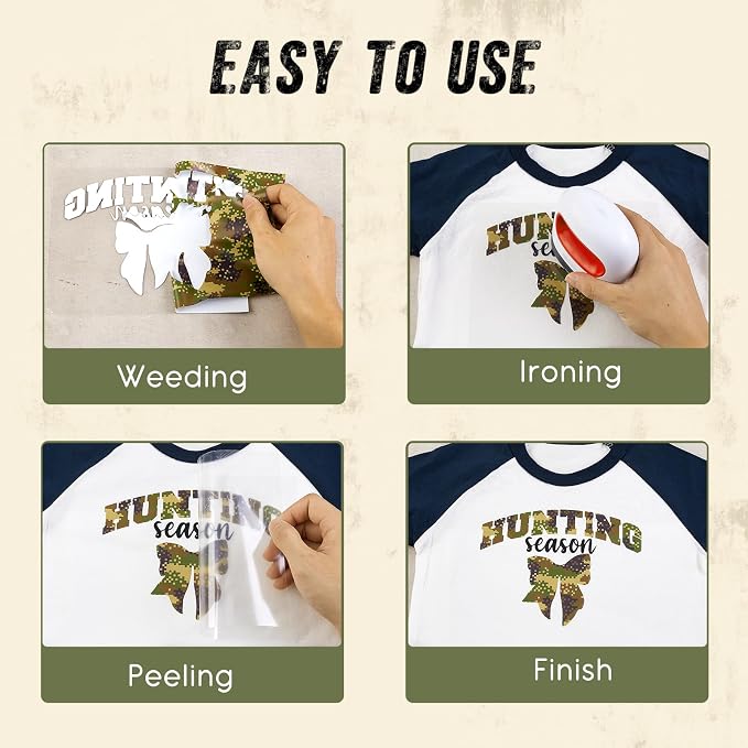 Tintnut Multi-Color Camo Heat Transfer Vinyl, easy cut & weed, stretch washable - Image 4