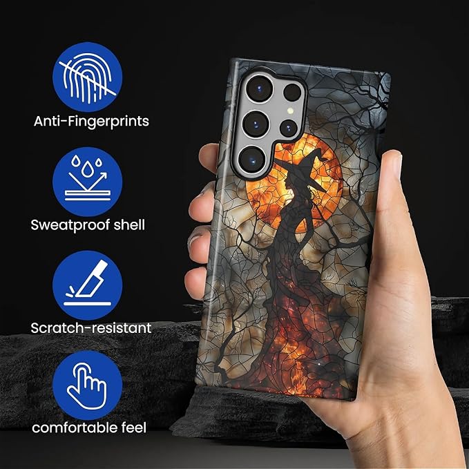 Case for Samsung Galaxy S24 Ultra Case, Halloween Witch Moon Stained Glass - Image 3
