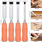 GREBSTK 4-Piece Ultra-Sharp Wood Chisel Set, CR-V Steel Beveled Blades - Image 2