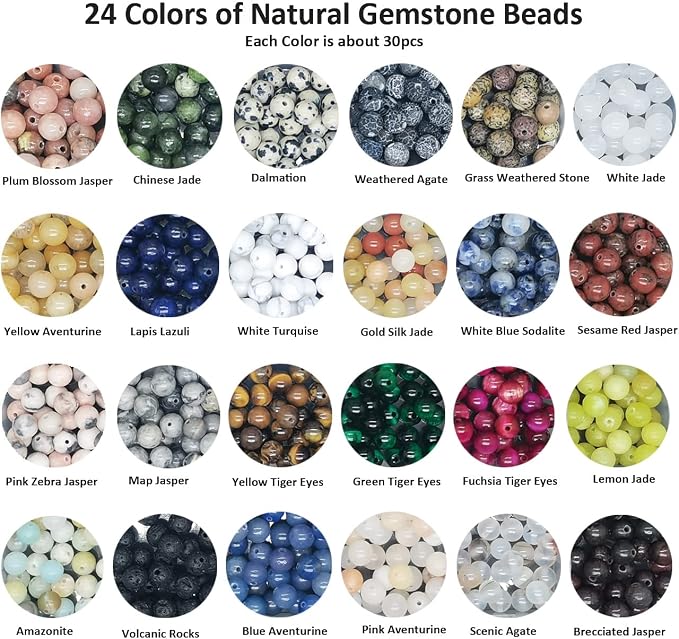 720pcs 6mm Natural Round Stone Beads Gemstone Beading Hole Size 1mm Crystal - Image 2