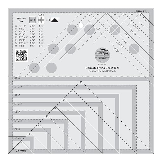 Creative Grids Ultimate Flying Geese Tool Quilt Ruler – CGRDH4 – Made in USA by CreativeGrids