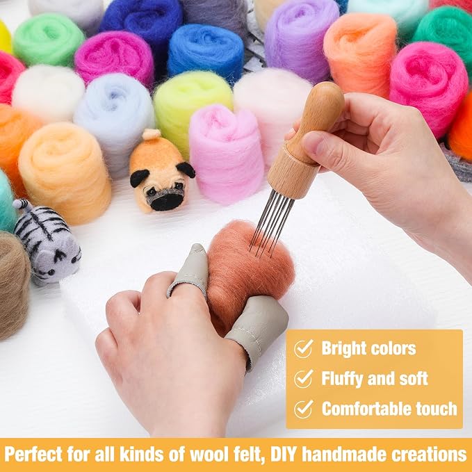Mayboos Needle Felting Starter Kit, Wool Roving 40 Colors Set | 3g per Color - Image 4