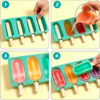 Popsicles Molds, Reusable Silicone Ice Pop Cream Cakesicle Maker Mold 4 Cavities - Image 5