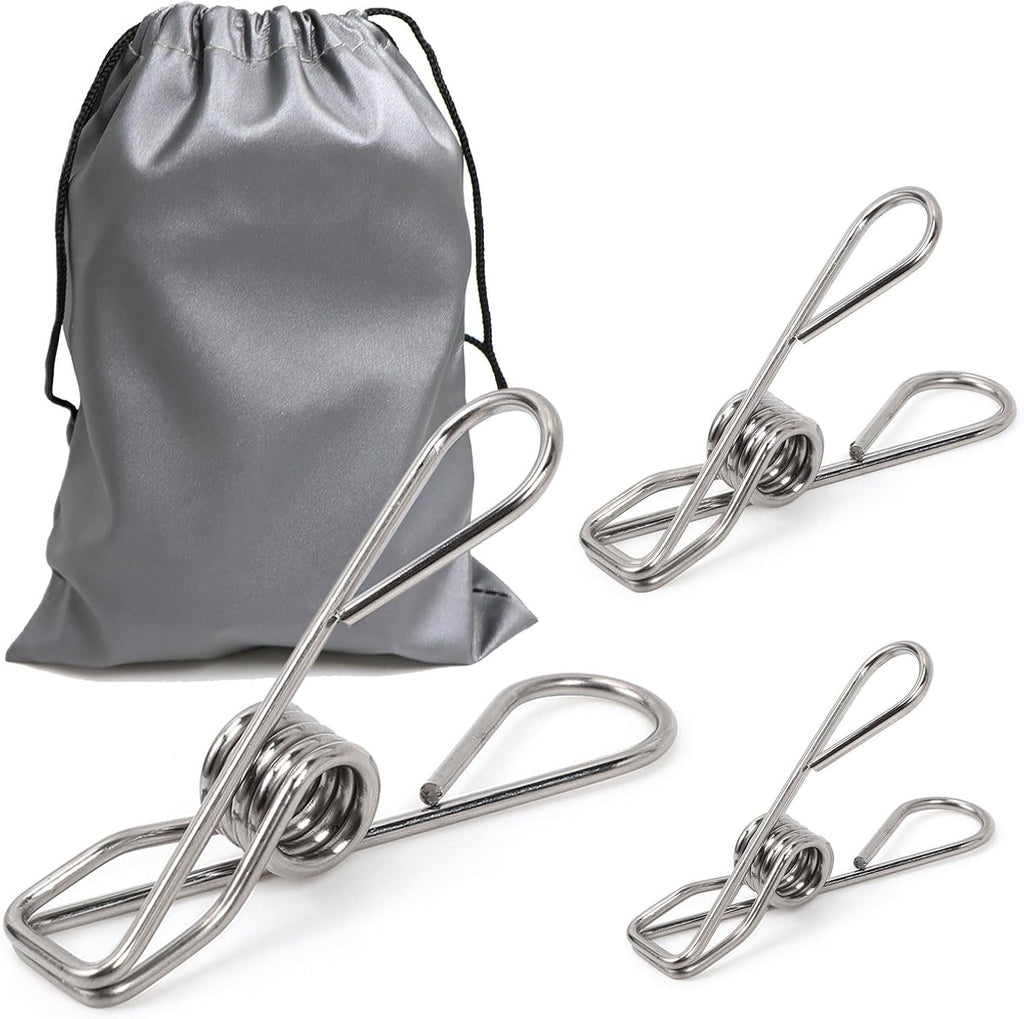40 Pack Clothes Pins Heavy Duty, Metal Clothespins Assorted Size Include Extra Large, 304 Stainless Steel Clothes Pins with Waterproof Bag, 2.4/2.6/3.4 Inch Laundry Clips Outdoor
