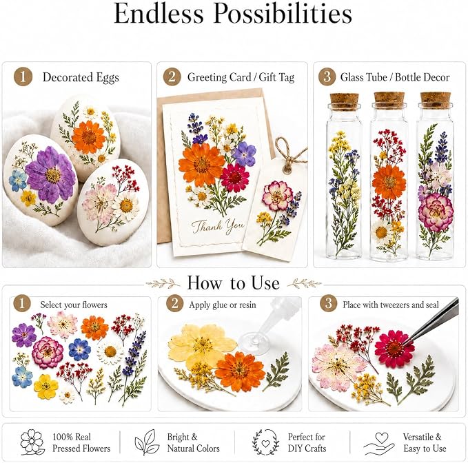 173 pcs Dried Flowers for Resin, Natural Flowers and Leaves Kit - Image 8