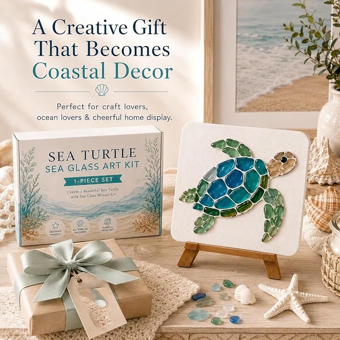 DIY Sea Glass Mosaic Art Kit-Ocean Themed Craft Kit - Image 7